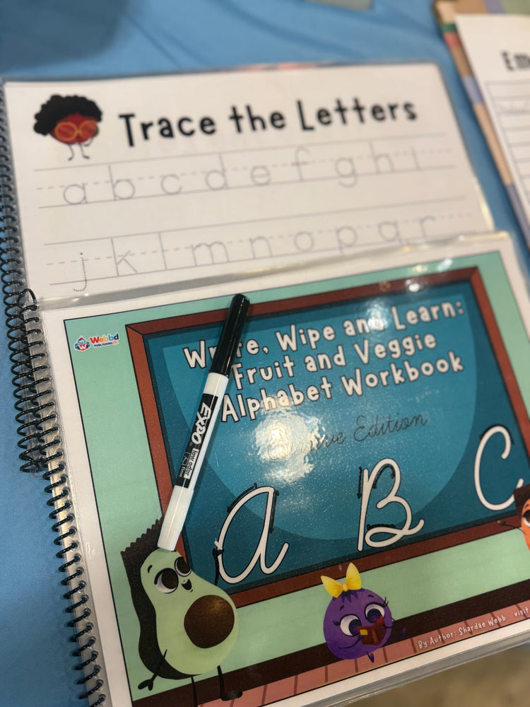 CURSIVE Write, Wipe, and Learn: Fruit & Veggie Alphabet Workbook