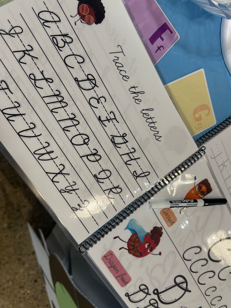 CURSIVE Write, Wipe, and Learn: Fruit & Veggie Alphabet Workbook